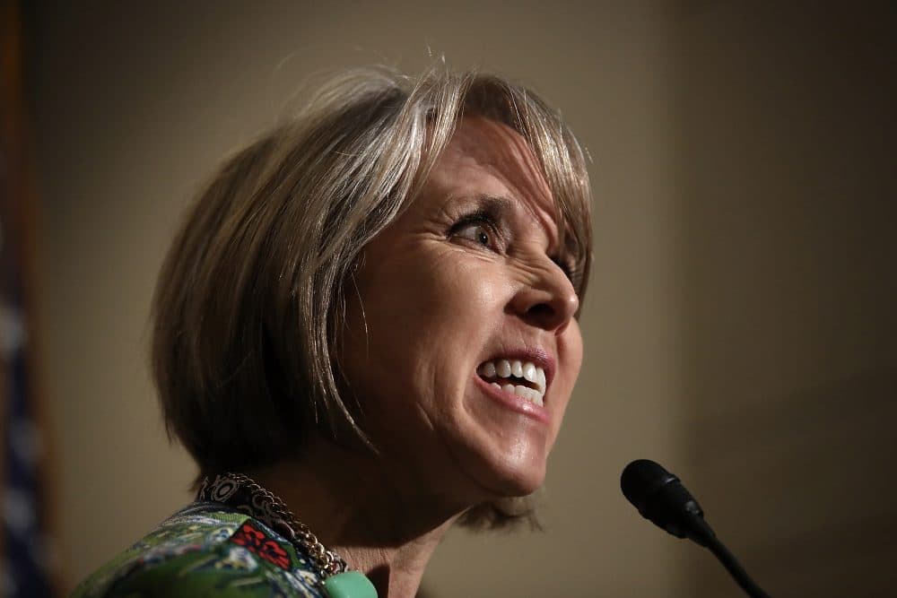 Rep. Michelle Lujan Grisham (D-N.M.), chairwoman of the Congressional Hispanic Caucus, delivers remarks following a meeting between U.S. Secretary of Homeland Security John Kelly and members of the Congressional Hispanic Caucus at the U.S. Capitol March 17, 2017 in Washington, D.C. (Win McNamee/Getty Images)