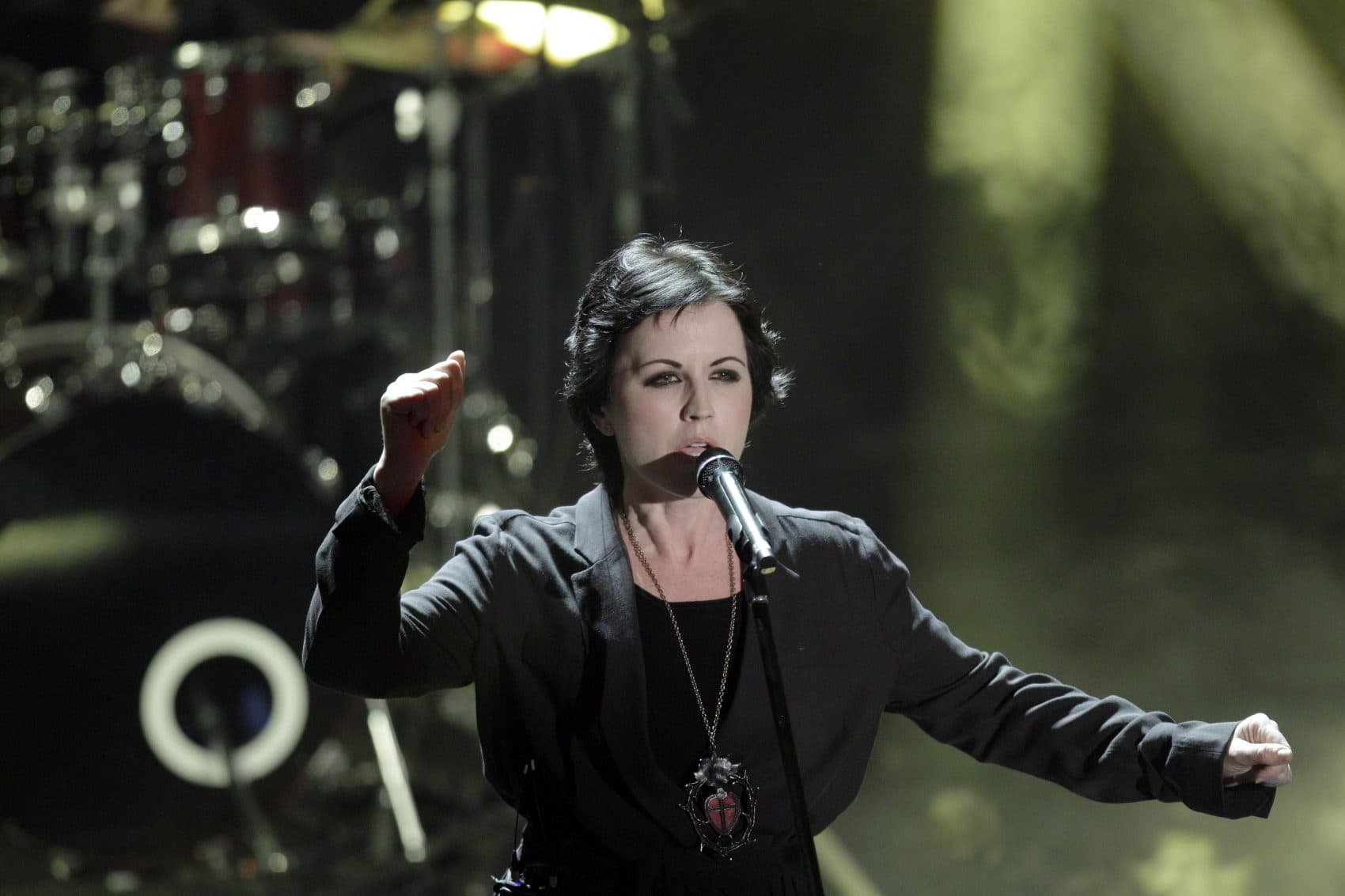 Dolores O'Riordan, former frontwoman of Irish band The Cranberries, performs in Italy on Saturday, Feb. 18, 2012. (Luca Bruno/AP)