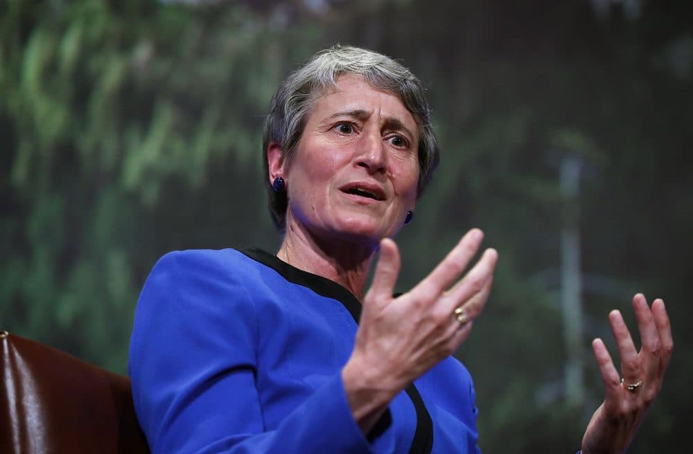 Interior Secretary Sally Jewell speaks April 19, 2016, at the National Geographic Society in Washington, D.C. (Alex Wong/Getty Images)