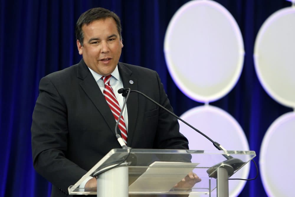 In this June 28, 2016, file photo, Columbus, Ohio, Mayor Andrew Ginther speaks during a celebration for the renaming of Port Columbus International Airport as John Glenn Columbus International Airport in Columbus, Ohio. (Jay LaPrete, File/AP)