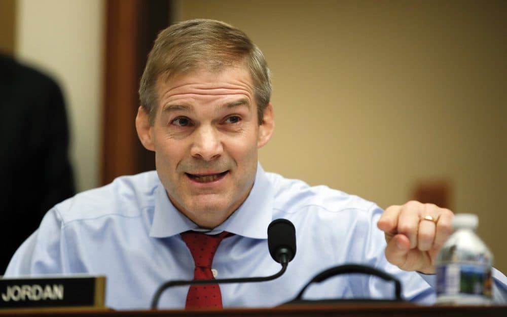 Rep. Jim Jordan, R-Ohio, questions FBI Director Christopher Wray during a House Judiciary hearing on Capitol Hill in Washington, Thursday, Dec. 7, 2017, on oversight of the Federal Bureau of Investigation. (Carolyn Kaster/AP)