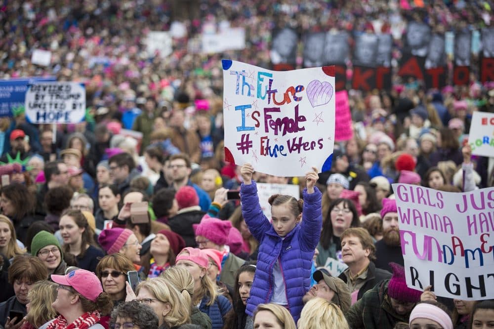 The crowd at the Women's March in Boston last year. (Jesse Costa/WBUR)