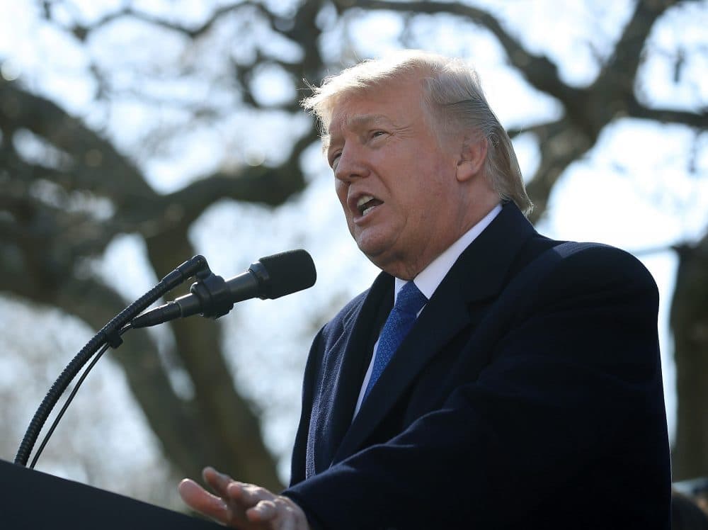 President Trump speaks to participants in the annual demonstration known as the March for Life and abortion rights opponents in the Rose Garden at the White House on Jan. 19, 2018 in Washington. (Mark Wilson/Getty Images)