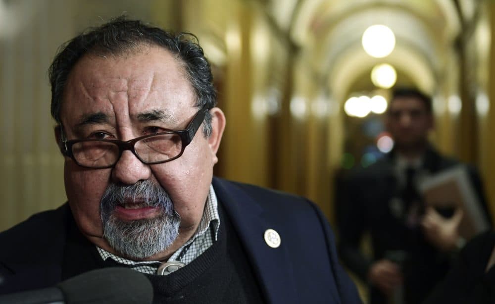 Rep. Raul Grijalva, D-Ariz., speaks with reporters on Capitol Hill in Washington, Wednesday, Jan. 17, 2018, following a meeting with the Congressional Hispanic Caucus and White House Chief of Staff John Kelly. (Susan Walsh/AP)