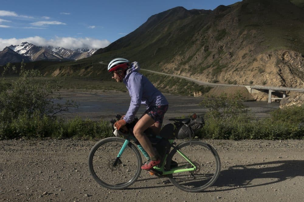 &quot;We could just ride -- if we rode like this every day, day after day, we would just cross the country on bikes,&quot; Lael Wilcox says. (Rugile Kaladyte)