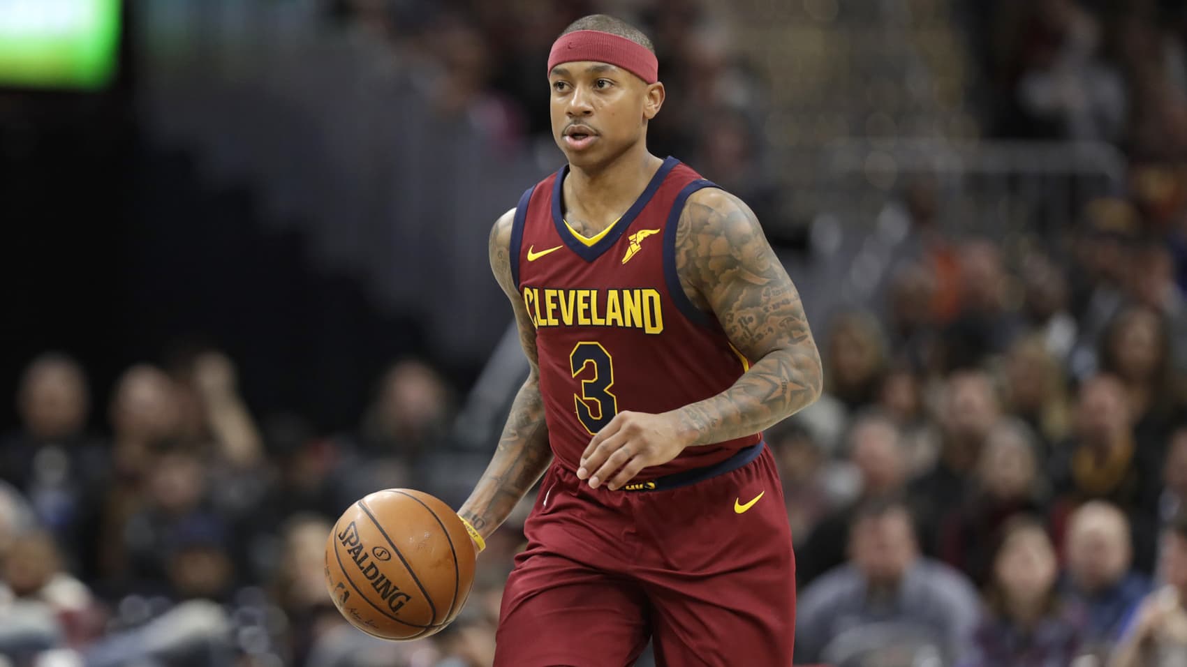 Cleveland Cavaliers' Isaiah Thomas drives in the second half of an NBA basketball game against the Portland Trail Blazers, Tuesday, Jan. 2, 2018, in Cleveland. (AP Photo/Tony Dejak)