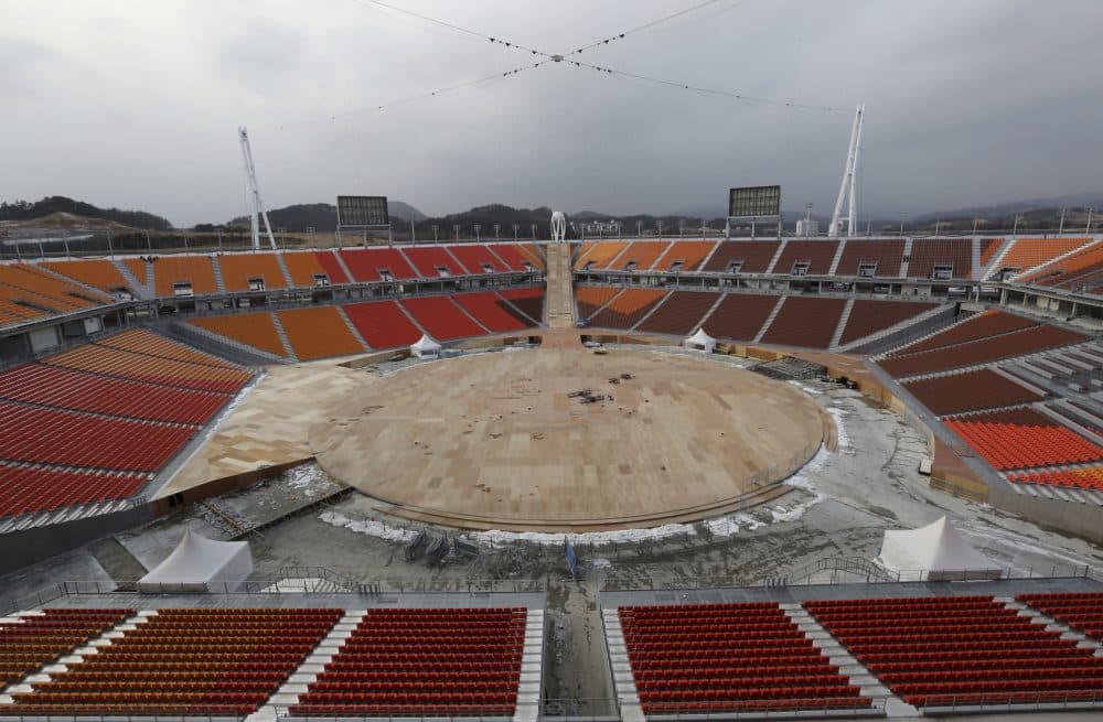 The Pyeongchang Olympic Stadium under construction in Pyeongchang, South Korea, Saturday, Nov. 25, 2017. (Ahn Young-joon/AP)