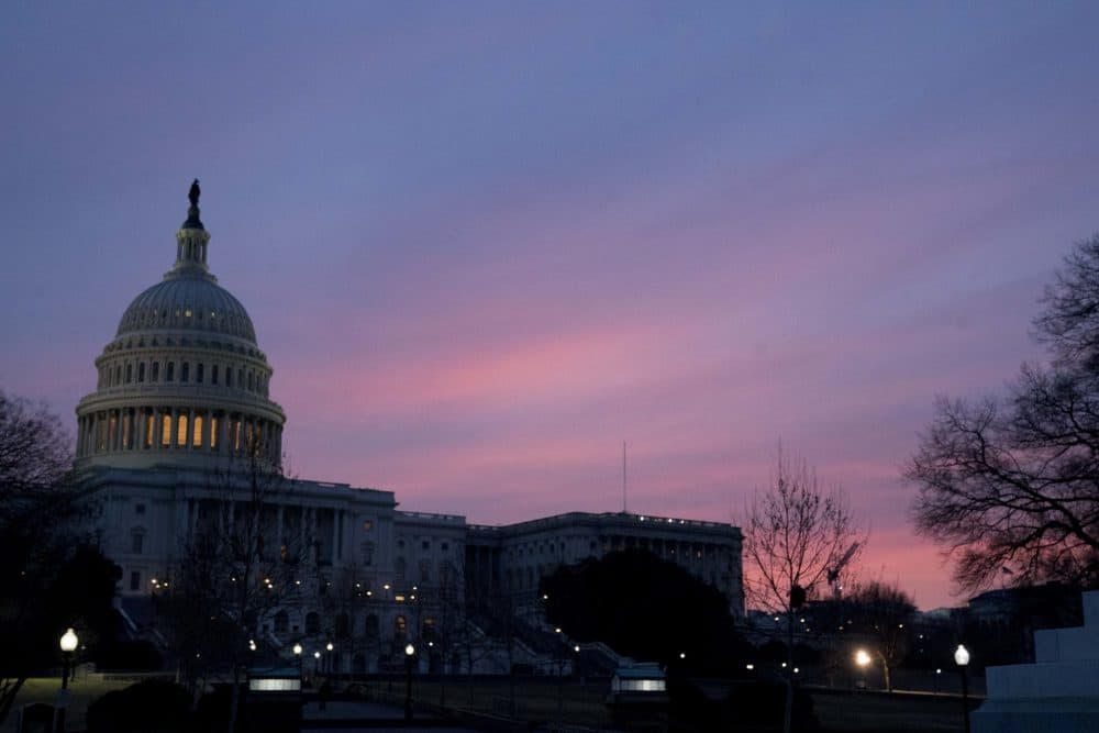 The Capitol Dome of the Capitol Building at sunrise, Friday, Feb. 9, 2018, in Washington. After another government shutdown, congress has passed a sweeping long term spending bill which President Trump is expected to sign later this morning. (Andrew Harnik/AP)