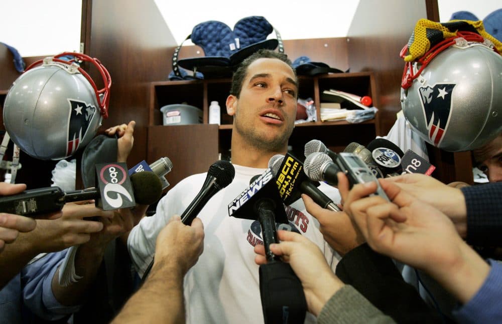 New England Patriots tight end Christian Fauria speaks to media from his locker prior to team practice in Foxborough, Mass. Wednesday, Nov. 16, 2005. (Elise Amendola/AP)