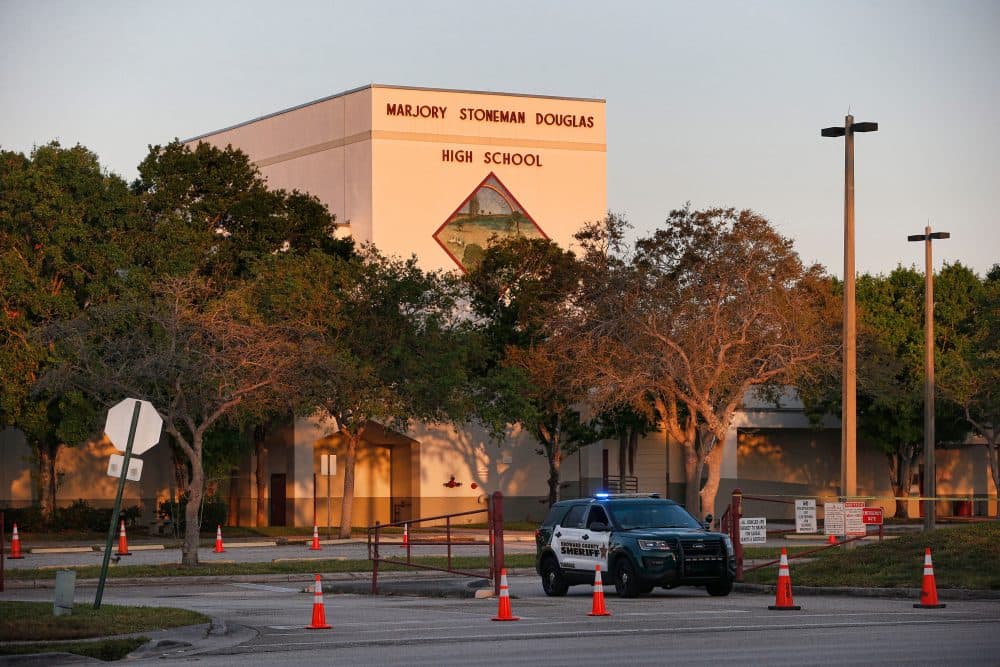 A general view of Marjory Stoneman Douglas High School as staff and teachers prepare for the return of students in Parkland, Florida on Feb. 27, 2018. (Rhona Wise/AFP/Getty Images)