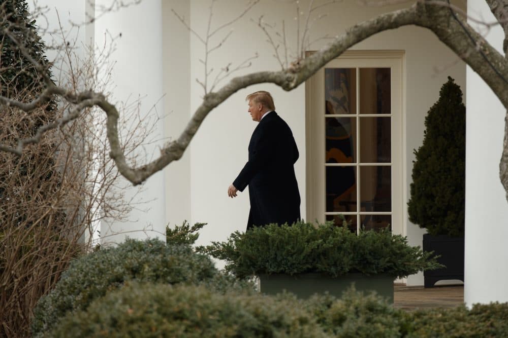 President Donald Trump walks to board Marine One on the South Lawn of the White House, Thursday, Feb. 1, 2018, in Washington. (Evan Vucci/AP)