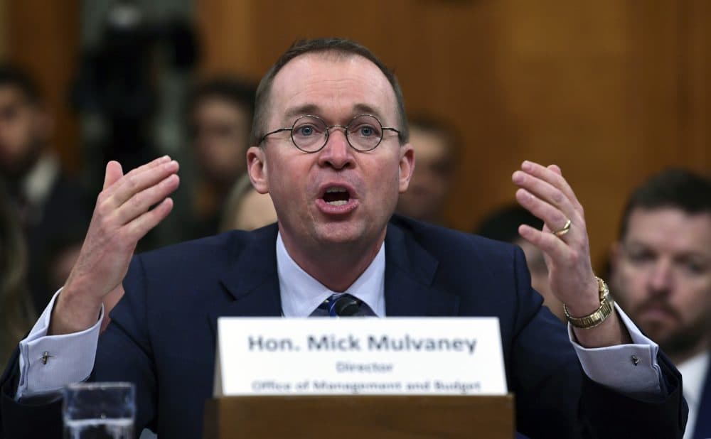 Budget Director Mick Mulvaney testifies before the Senate Budget Committee on Capitol Hill in Washington, Tuesday, Feb. 13, 2018, on President Donald Trump's fiscal year 2019 budget proposal. (Susan Walsh/AP)