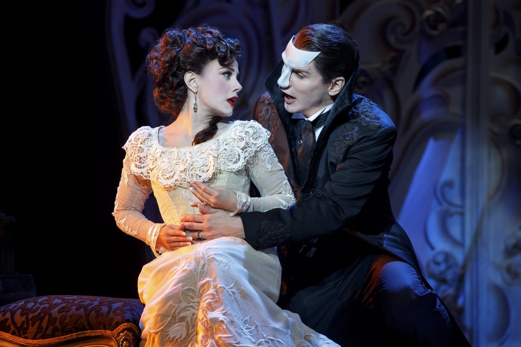 Meghan Picerno and Gardar Thor Cortes in &quot;Love Never Dies.&quot; (Courtesy Joan Marcus/Broadway In Boston)