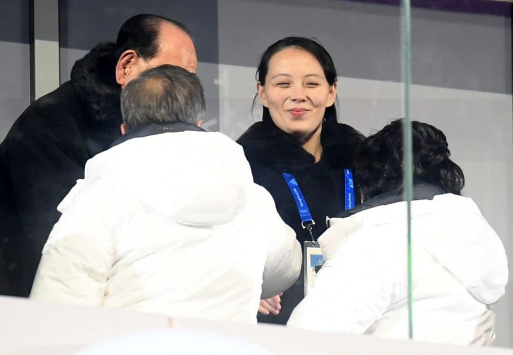 Kim Yo-jong shakes hands with President of South Korea, Moon Jae-in during the Opening Ceremony of the PyeongChang 2018 Winter Olympic Games at PyeongChang Olympic Stadium on Friday. (Matthias Hangst/Getty Images)