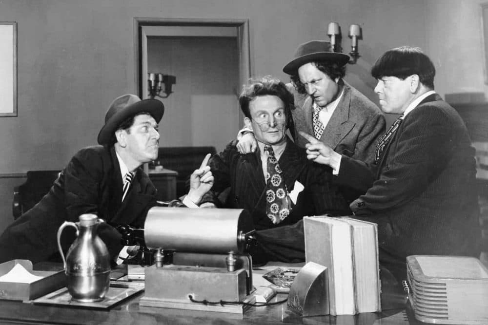 Emil Sitka, second from left, is shown in an undated studio handout photo with the Three Stooges, from left, Shemp Howard, Larry Fine and Moe Howard. (AP Photo/Ventura County Star)