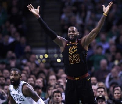 Cleveland Cavaliers forward LeBron James calls for the ball during the second quarter of an NBA basketball game in Boston, Wednesday, Jan. 3, 2018. (AP Photo/Charles Krupa)