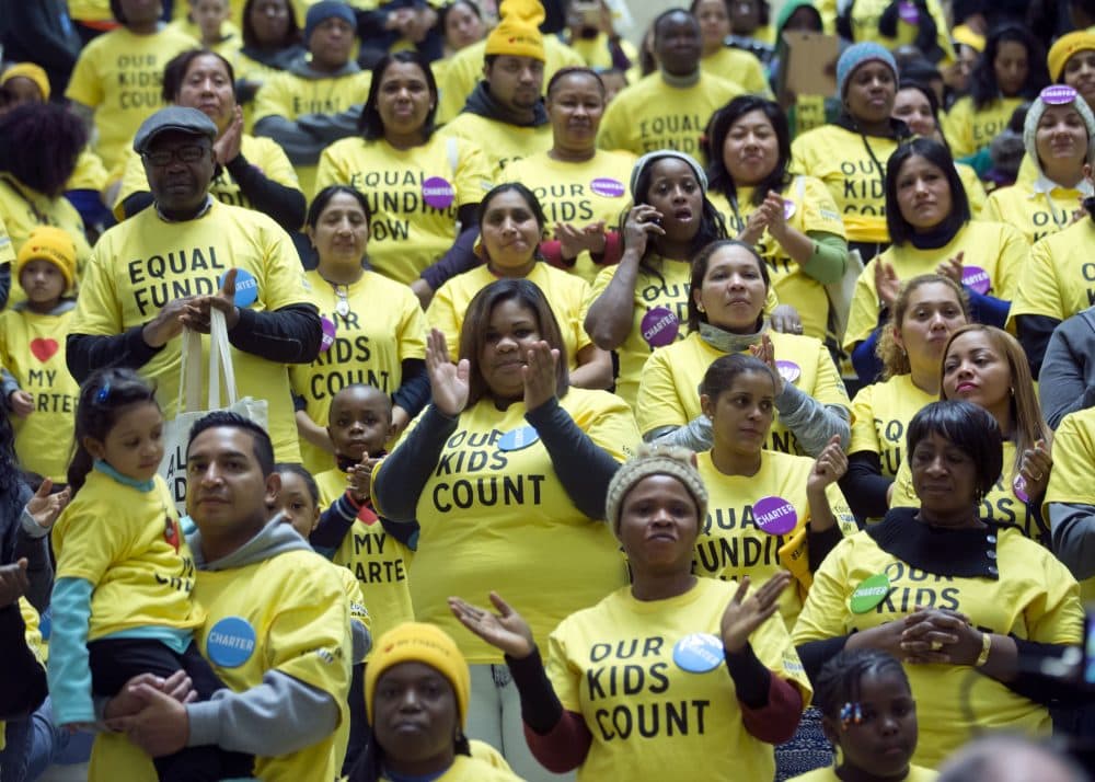 Supporters of charter schools rally in Albany, N.Y. in January 2016, as part of an event planned by Families for Excellent Schools. (Mike Groll/AP)