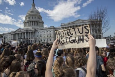 School students from Montgomery County, Md., in suburban Washington, rally in solidarity with those affected by the shooting at Parkland High School in Florida, at the Capitol in Washington, Wednesday, Feb. 21, 2018. (AP Photo/J. Scott Applewhite)