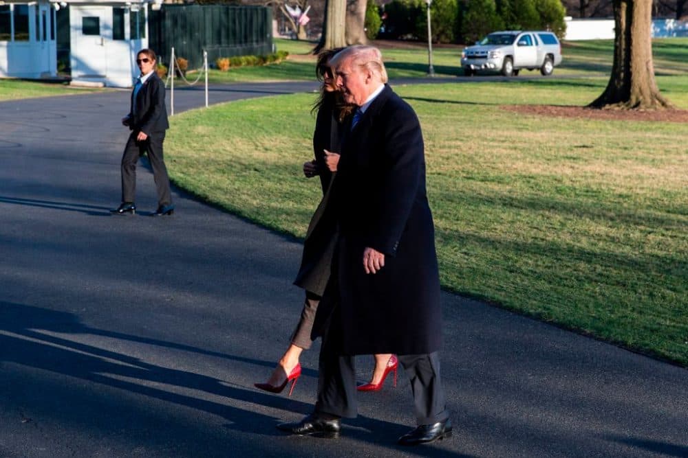 President Trump and first lady Melania Trump arrive at the White House on Marine One on March 3, 2018. (Alex Edelman/AFP/Getty Images)