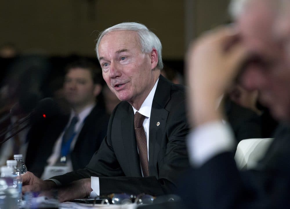 Arkansas Gov. Asa Hutchinson speaks during the panel The Opioid Crisis, at the National Governor Association 2018 winter meeting, on Saturday, Feb. 24, 2018, in Washington. (Jose Luis Magana/AP)