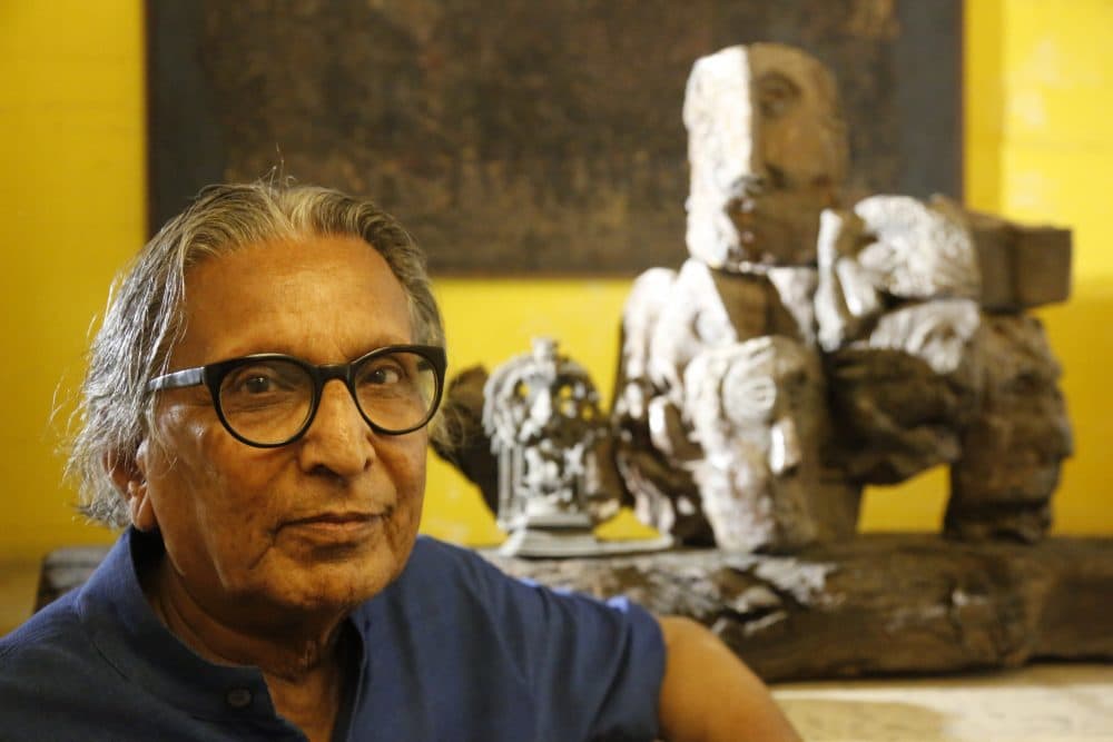 India's Balkrishna Doshi who won the 2018 Pritzker Architecture Prize poses for the Associated Press at his home in Ahmadabad, India, Wednesday, March 7, 2018. He is the first from India to win architecture's highest honor in the prize's 40-year history. The award was announced Wednesday by Tom Pritzker of the Chicago-based Hyatt Foundation. (Ajit Solanki/AP)