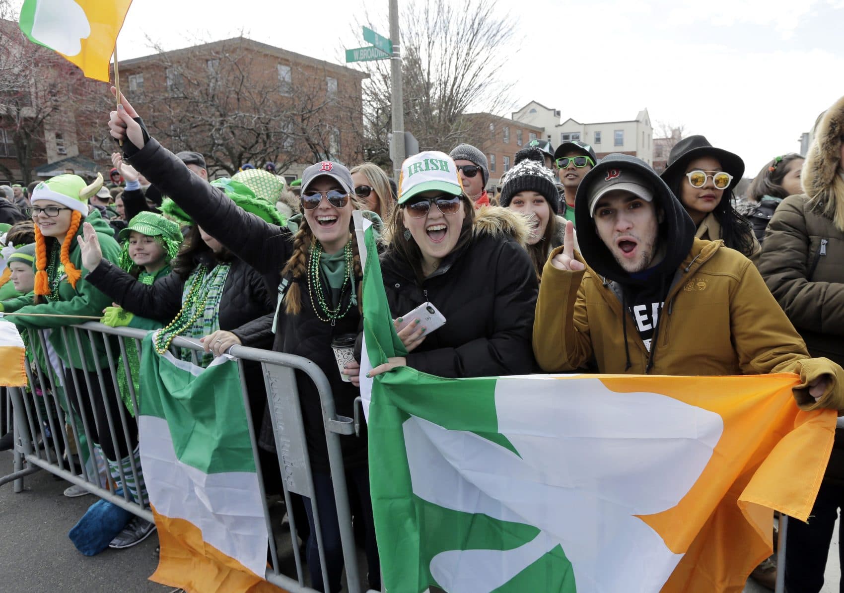 Spectators cheer as they watch the annual St. Patrick's Day Parade in Boston in 2016. (Steven Senne/AP)