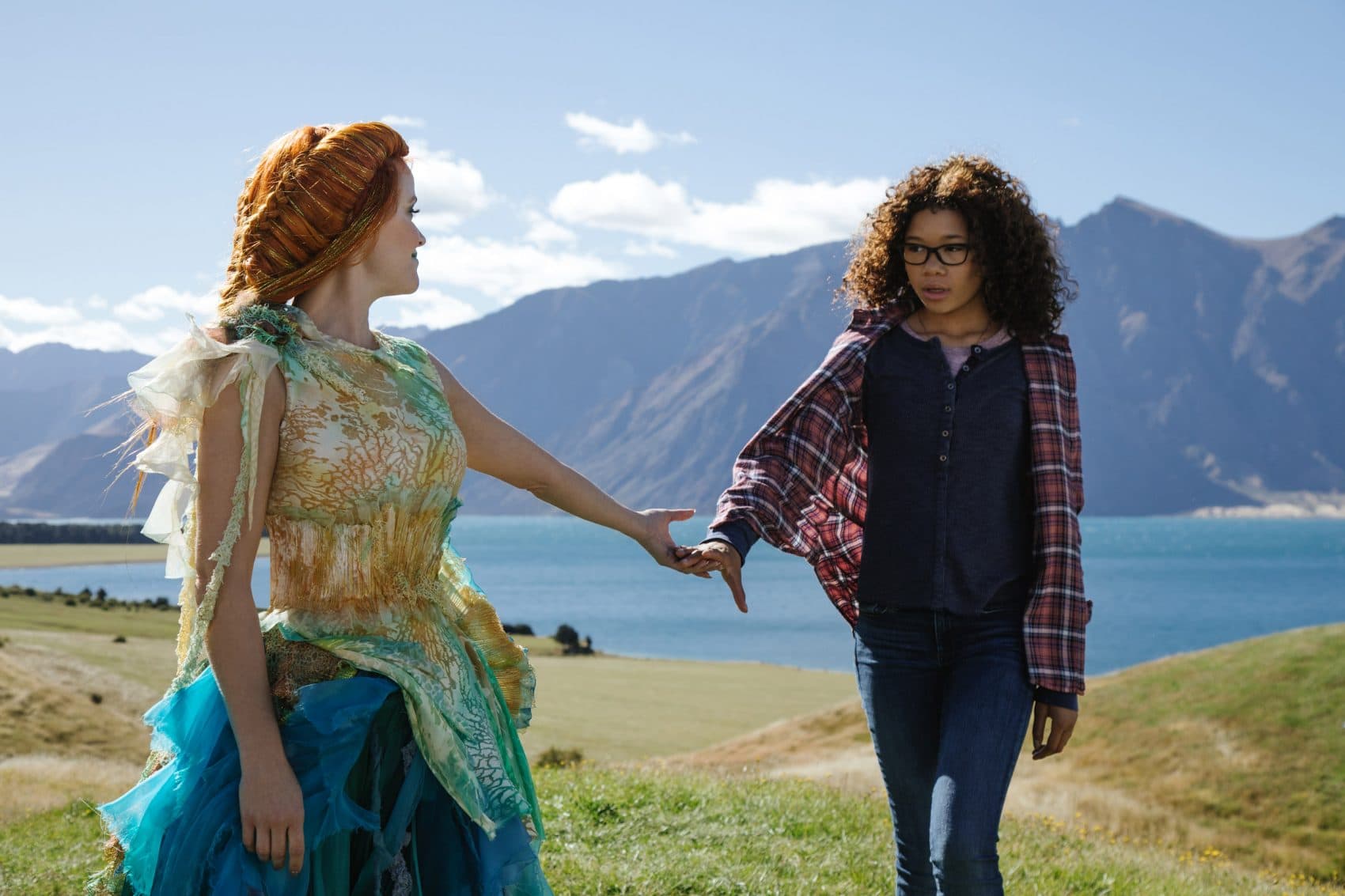 Reese Witherspoon as Mrs. Whatsit and Storm Reid as Meg Murry in &quot;A Wrinkle in Time.&quot; (Courtesy Disney)
