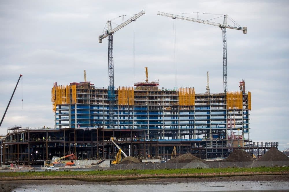 The under-construction Wynn casino in Everett is seen in November 2017. (Jesse Costa/WBUR)