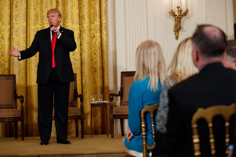President Trump speaks during the White House Opioid Summit in the White House on March 1. Trump visits New Hampshire on Monday. (Evan Vucci/AP)
