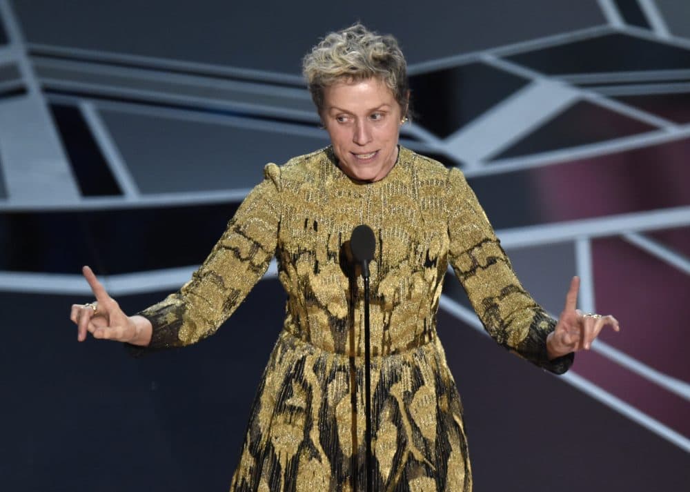 Frances McDormand accepts the award for Best Actress. (Chris Pizzello/Invision/AP)