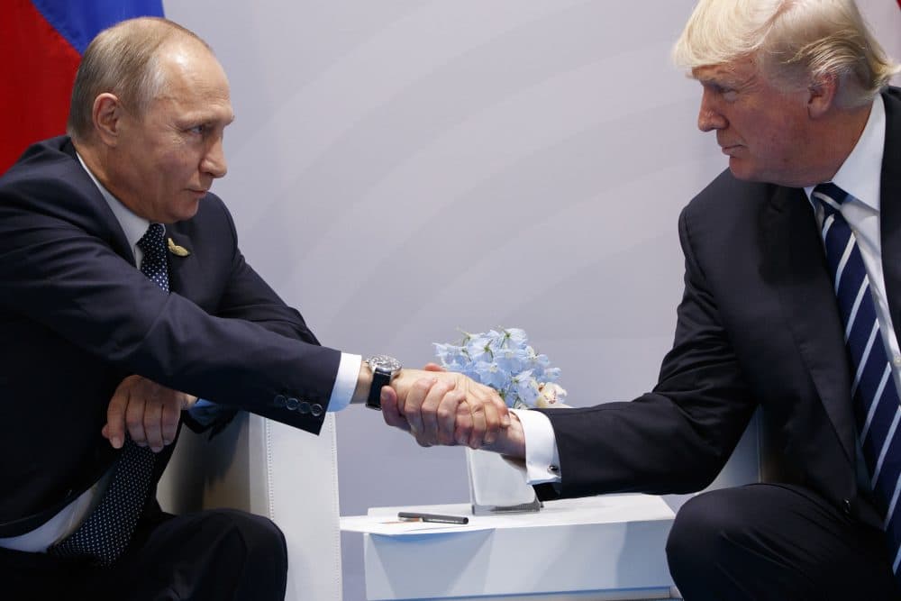 President Donald Trump shakes hands with Russian President Vladimir Putin at the G20 Summit in Hamburg. (AP Photo/Evan Vucci, File)