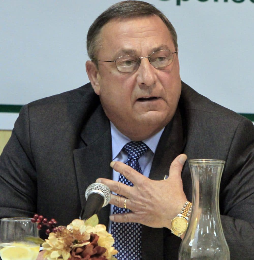 Republican Paul LePage, makes a point during a debate in a forum in Waterville, Maine, in 2010. (Pat Wellenbach/AP)