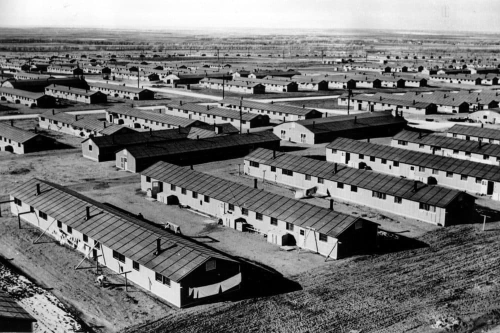 The housing barracks, built by the U.S. Army Engineer Corps, at the internment center where Japanese Americans were relocated in Amache, Colo., are shown on June 21, 1943. (AP Photo)