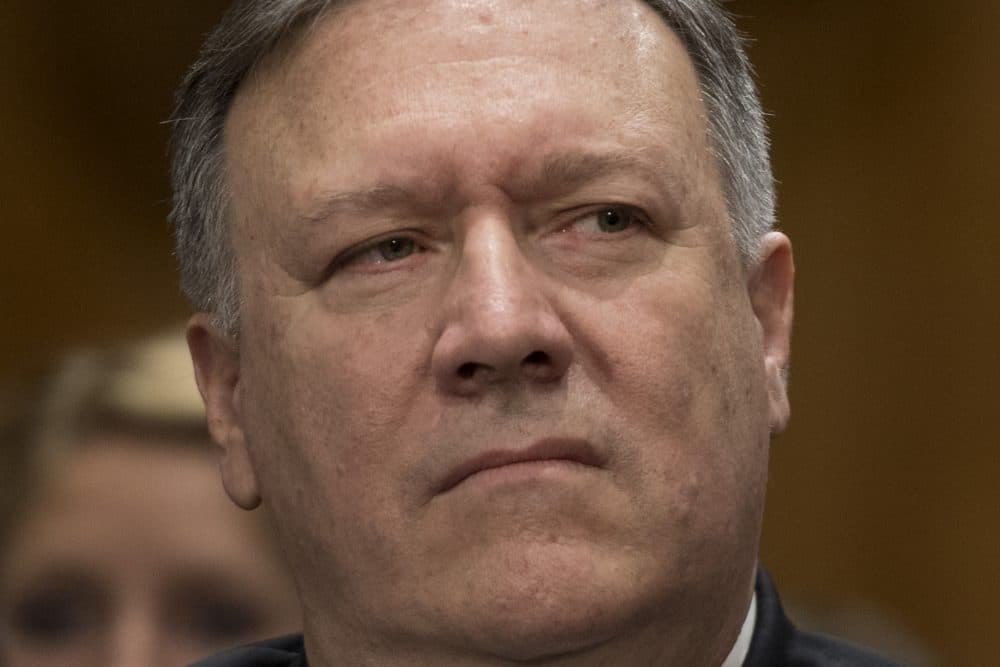 Secretary of State nominee Mike Pompeo testifies before the Senate Foreign Relations Committee during his confirmation hearing on Capitol Hill in Washington, D.C, on April 12, 2018. (Jim Watson/AFP/Getty Images)