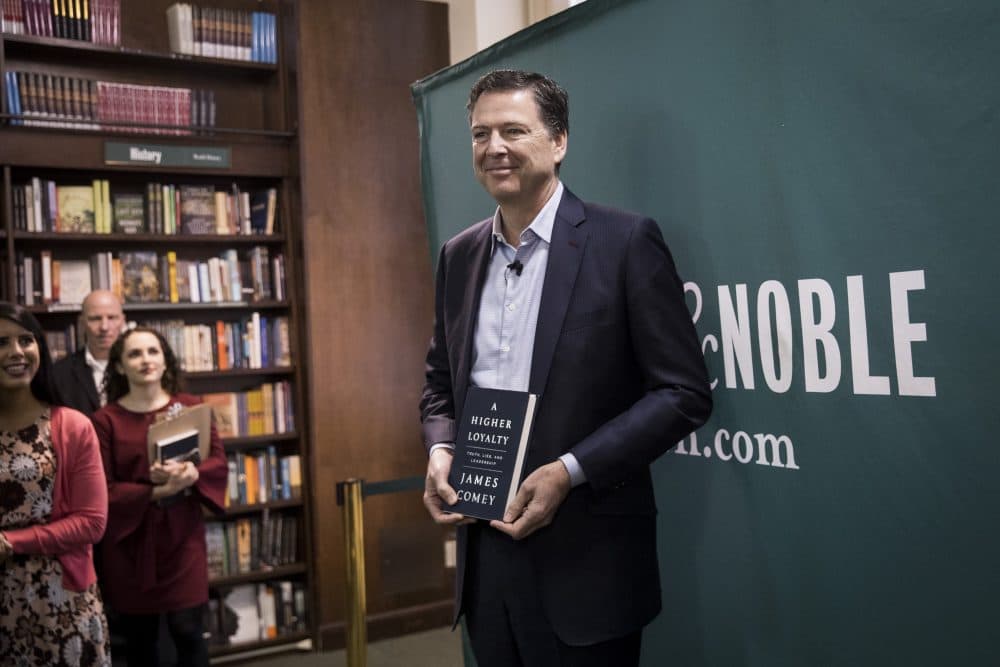 Former FBI Director James Comey poses for photographs as he arrives to speak about his new book &quot;A Higher Loyalty: Truth, Lies, and Leadership&quot; at Barnes & Noble bookstore, April 18, 2018 in New York City. (Drew Angerer/Getty Images)