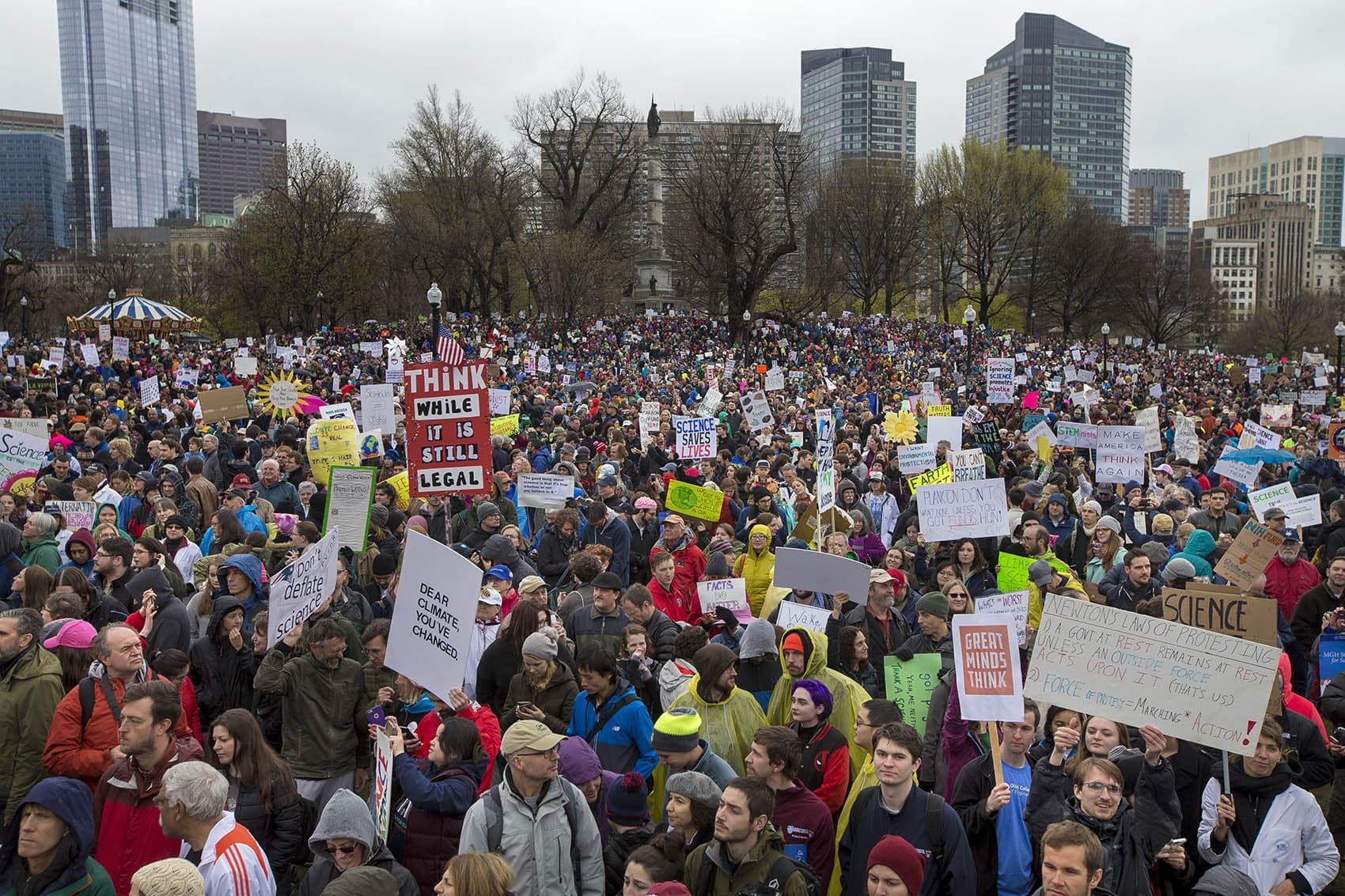 A photo from the March For Science in Boston last year. (Jesse Costa/WBUR)