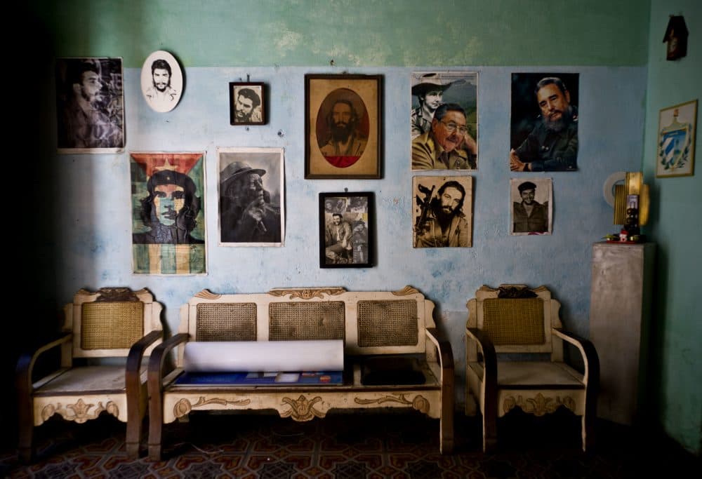In this March 15, 2016 file photo, images of revolutionary hero Ernesto &quot;Che&quot; Guevara, Camilo Cienfuegos , Fidel Castro, Raul Castro, and singer Compay Segundo, adorn a wall, in Havana, Cuba. (Ramon Espinosa/AP)