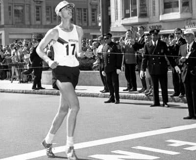 Amby Burfoot wins the Boston Marathon in 1968. (Photo by Jeff Johnson)