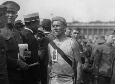Bricklayer Bill Kennedy at the 1919 Chateau-Thierry relay race in Paris. (Courtesy of University of Massachusetts Press)