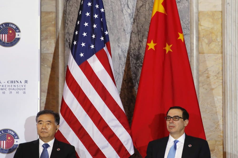 Chinese Vice Premier Wang Yang, left, and Treasury Secretary Steven Mnuchin, attend the U.S.-China Comprehensive Economic Dialogue, Wednesday, July 19, 2017, at the Treasury Department in Washington. (Jacquelyn Martin/AP)