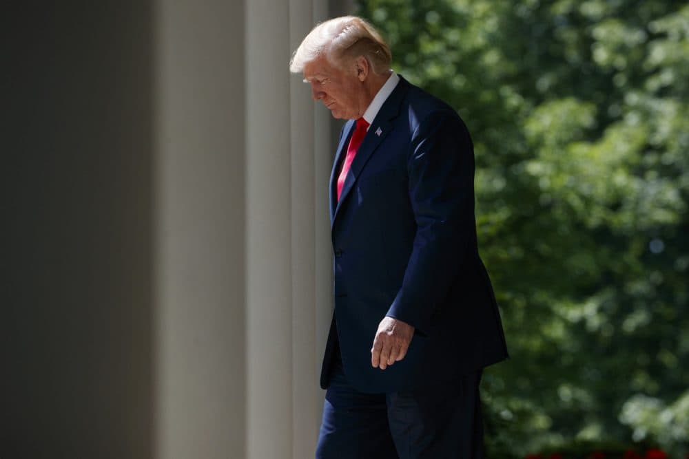 President Donald Trump arrives for a &quot;National Day of Prayer&quot; event in the Rose Garden of the White House, Thursday, May 3, 2018, in Washington. (Evan Vucci/AP)