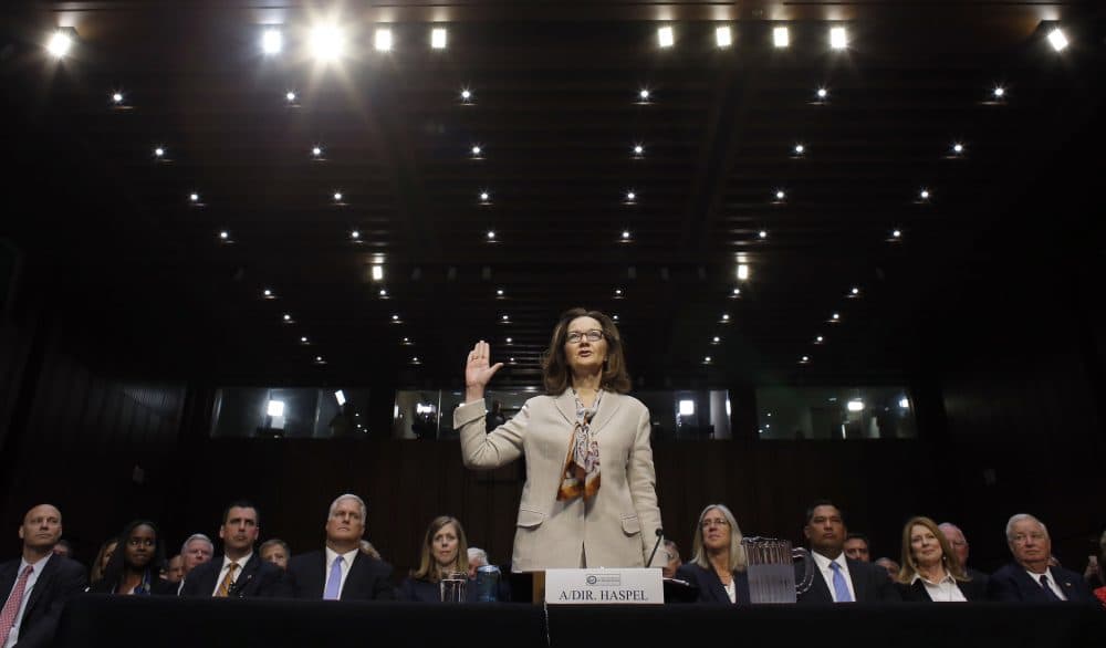 CIA nominee Gina Haspel is sworn in during a confirmation hearing of the Senate Intelligence Committee on Capitol Hill, Wednesday, May 9, 2018 in Washington. (Alex Brandon/AP)
