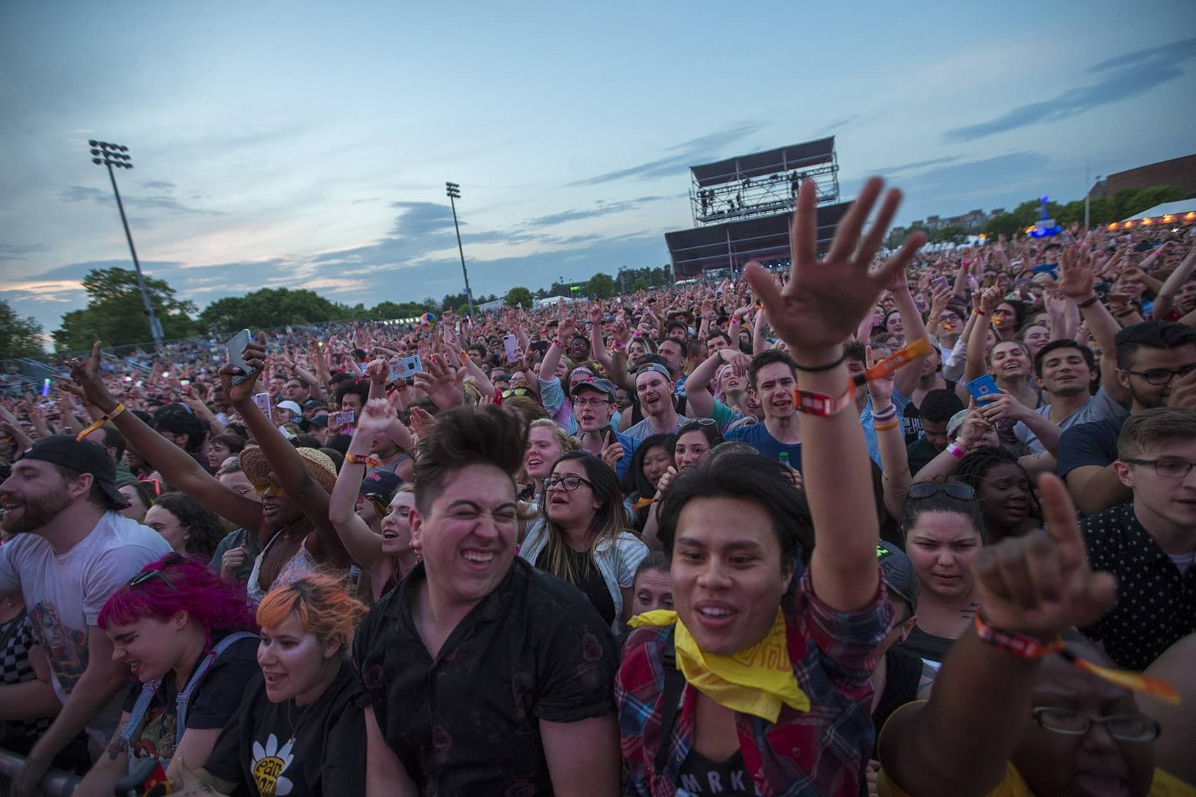 The crowd during Paramore's set at Boston Calling. (Jesse Costa/WBUR)