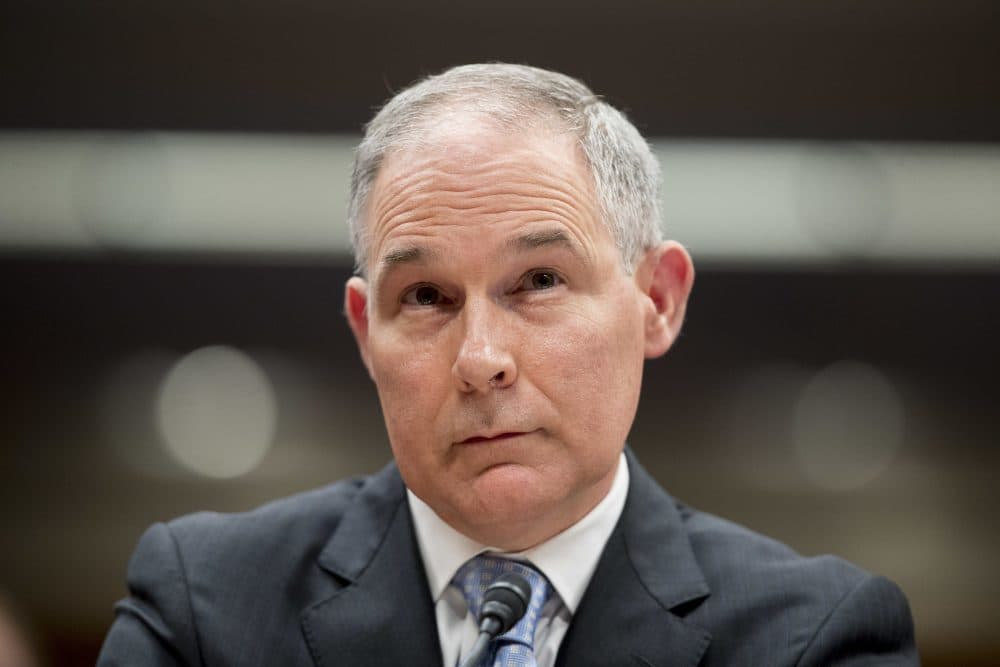 In this May 16, 2018 photo, Environmental Protection Agency Administrator Scott Pruitt appears before a Senate Appropriations subcommittee on the Interior, Environment, and Related Agencies on budget on Capitol Hill in Washington. The Environmental Protection Agency reversed course Tuesday and allowed a reporter for The Associated Press to cover a meeting on water contaminants after she was earlier barred and shoved out of the building by a security guard. (Andrew Harnik/AP)