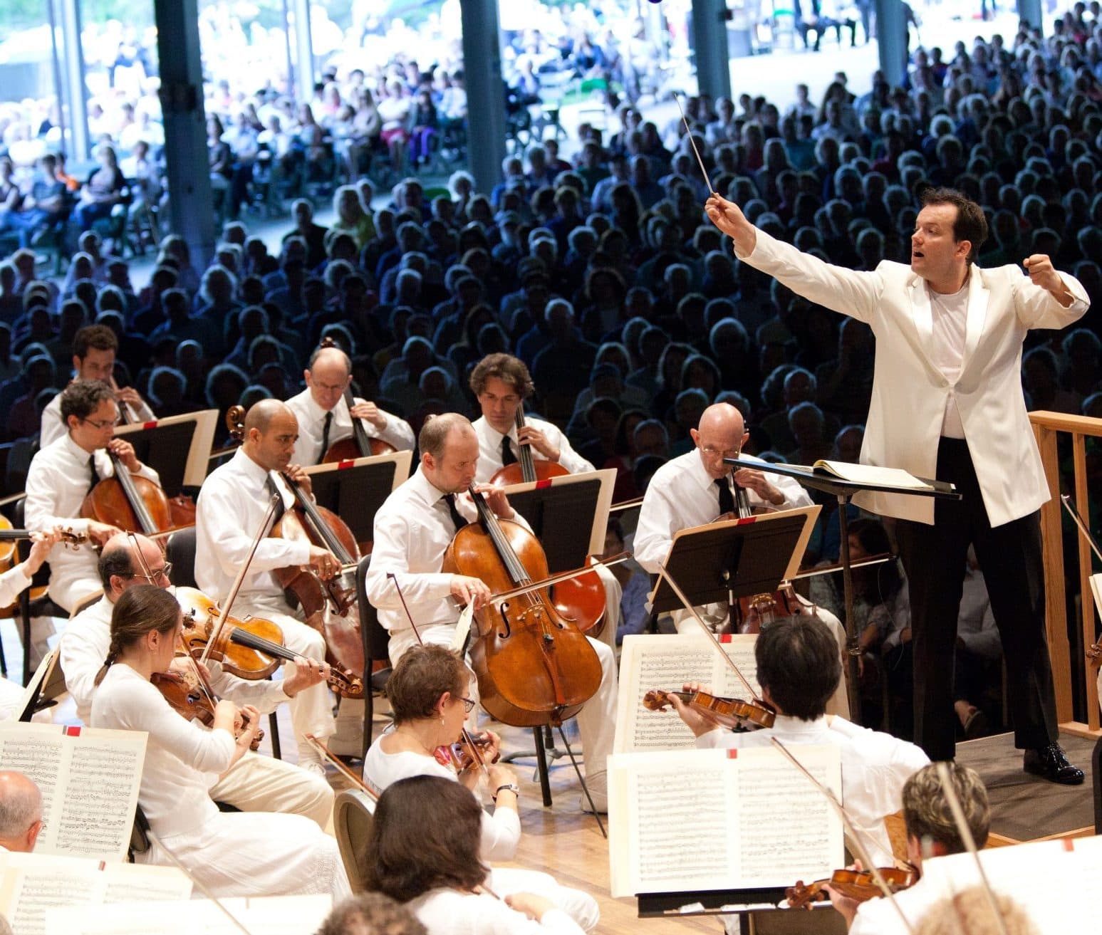 Andris Nelsons conducts at Tanglewood. (Courtesy Hilary Scott/BSO)