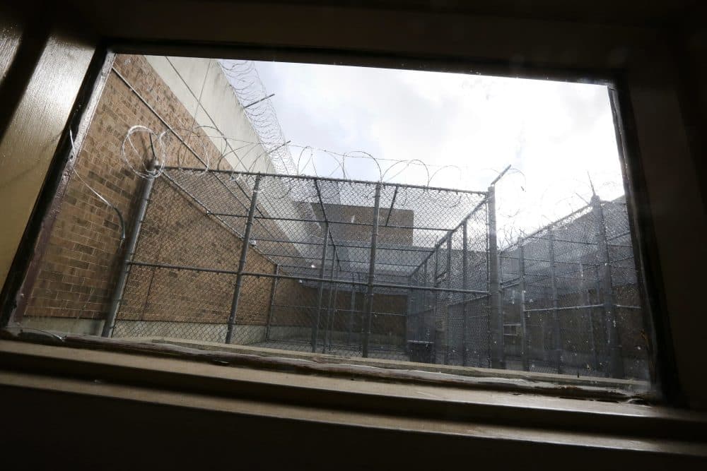 In this Thursday, Feb. 25, 2016 photo, a courtyard is surrounded by barbed wire at the Rhode Island Department of Corrections High Security Center, in Cranston, R.I. (Steven Senne/AP)