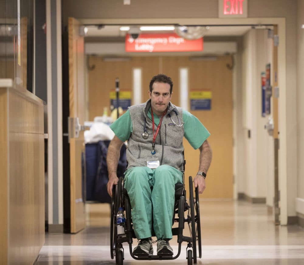 With dogged determination and the help of a world-renowned medical staff, Dr. Daniel Grossman has returned to work as an emergency room physician at the Mayo Clinic in Rochester, Minn. (Jerry Olson for Here & Now)
