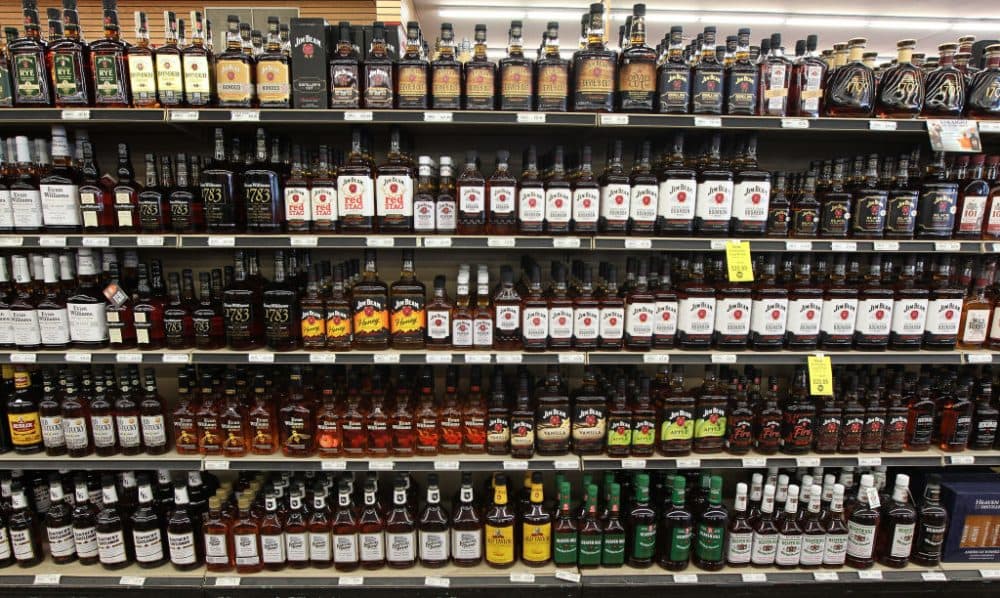 A view of the many different types of Kentucky bourbon that are produced in Kentucky at a Party Mart liquor store on June 1, 2018, in Louisville, Ky. The Blue Grass region of Kentucky is home to the distilleries which make about 9 out of every 10 bottles of bourbon in the US. (John Sommers II/Getty Images)