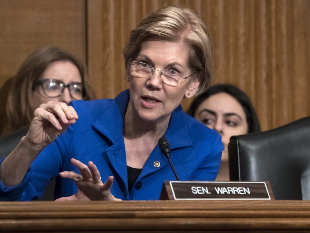 Sen. Elizabeth Warren, D-Mass., asks questions during a hearing of the Senate Health, Education, Labor, and Pensions Committee, on Capitol Hill in Washington last December. (J. Scott Applewhite/AP)