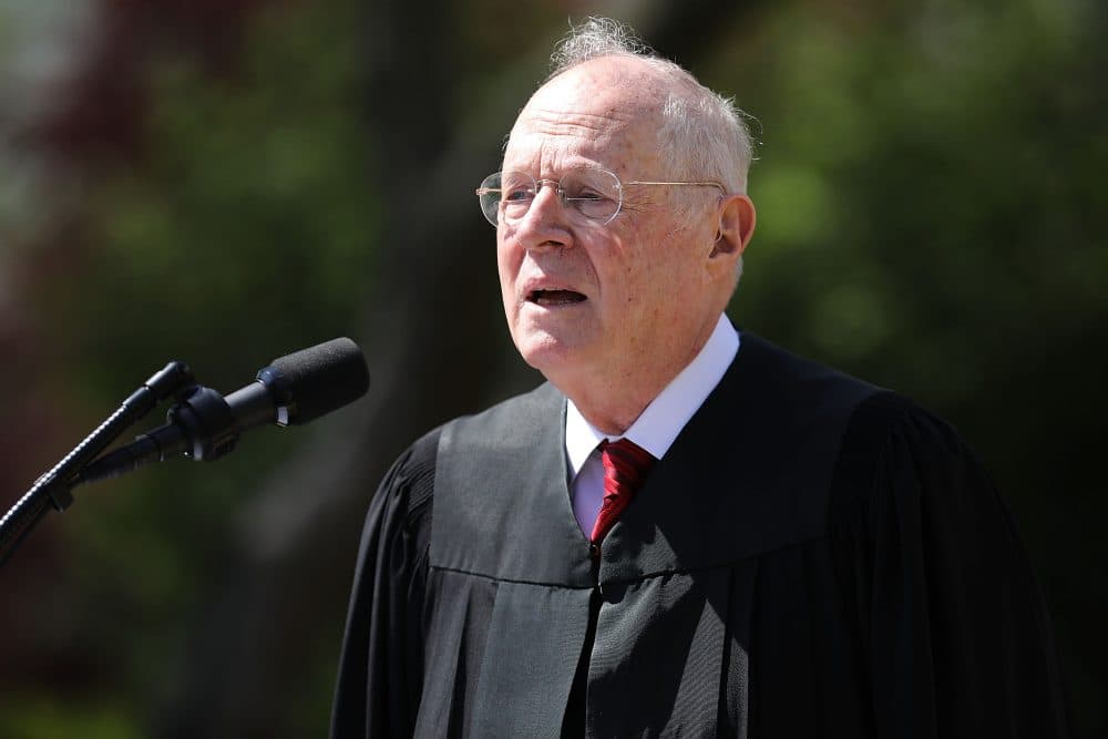 Supreme Court Justice Anthony Kennedy delivers remarks before administering the judicial oath to Judge Neil Gorsuch during a ceremony in the Rose Garden at the White House April 10, 2017 in Washington, D.C. (Chip Somodevilla/Getty Images)